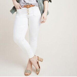 Anthropologie 20W Pilcro High Rise Denim Leggings Jeans Cream/Ivory White